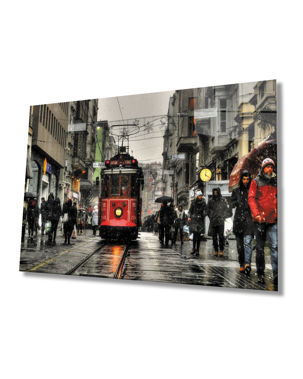 İstanbul Taksim Tramvay Cam Tablo 4mm Dayanıklı Temperli Cam
