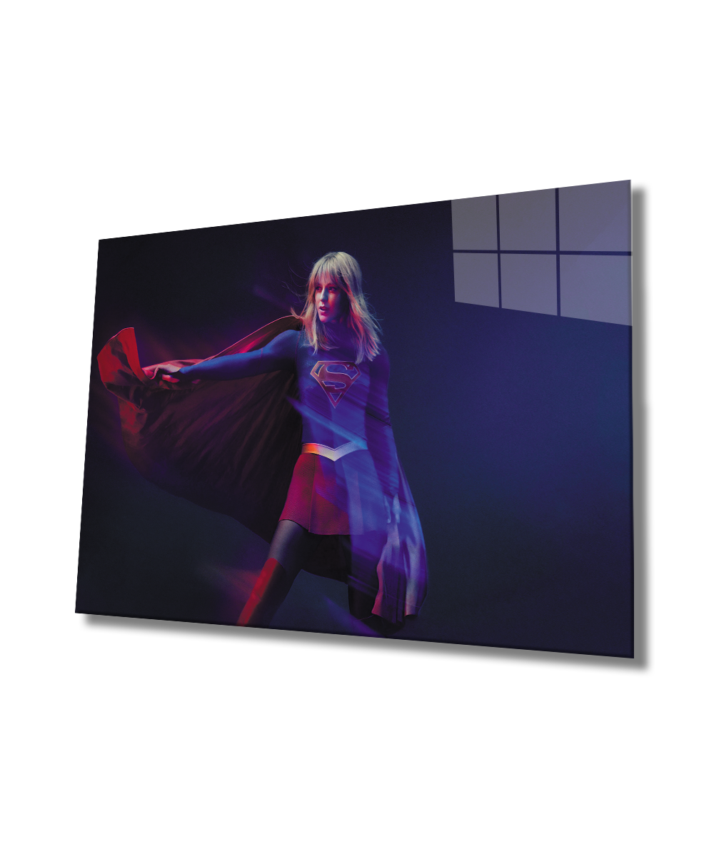 Kadın Süper Kahram Cam Tablo  4mm Dayanıklı Temperli Cam,Women Super Girl Glass Wall Art
