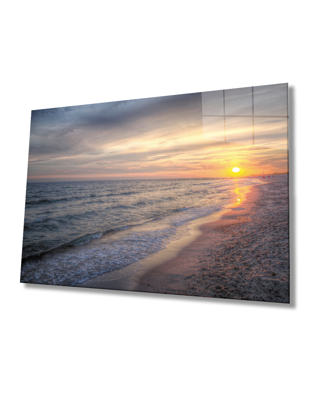 Denizde Gün Batımı Cam Tablo  4mm Dayanıklı Temperli Cam Sunset At Sea Glass Table 4mm Durable Tempered Glass