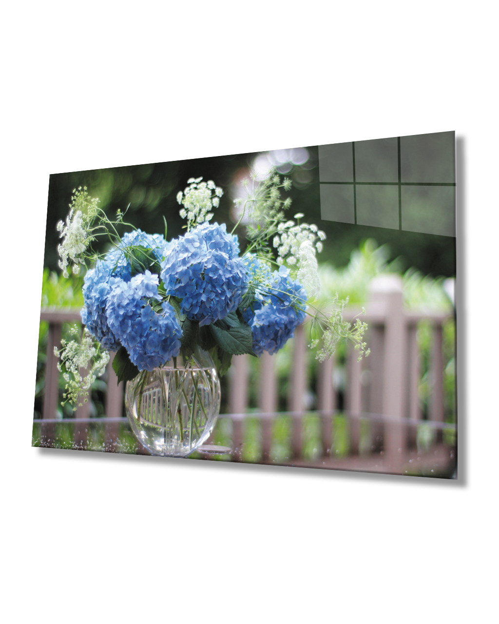 Vazoda Çiçekler  Cam Tablo  4mm Dayanıklı Temperli Cam Flowers In Vase Glass Table 4mm Durable Tempered Glass