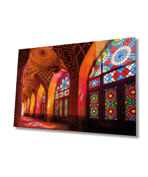 Cami İslami Motif Dini Cam Tablo 4mm Dayanıklı Temperli Cam