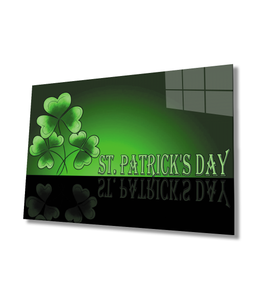 Patricks Day Yeşil Cam Tablo  4mm Dayanıklı Temperli Cam