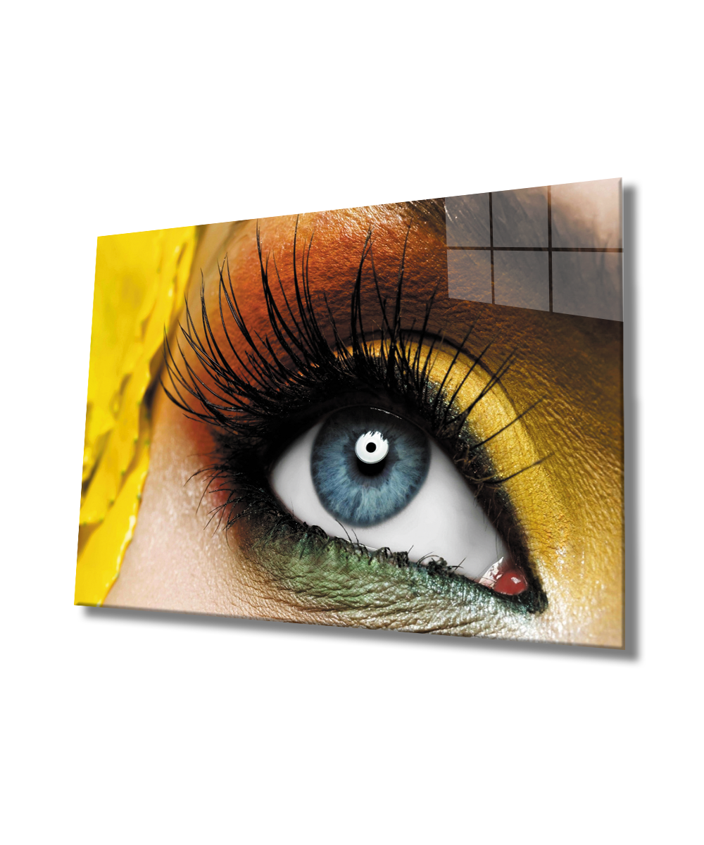 Kadınlar Renklerin Büyüsü Göz Cam Tablo  4mm Dayanıklı Temperli Cam, Women Magic of Colors Eye Glass Wall Art