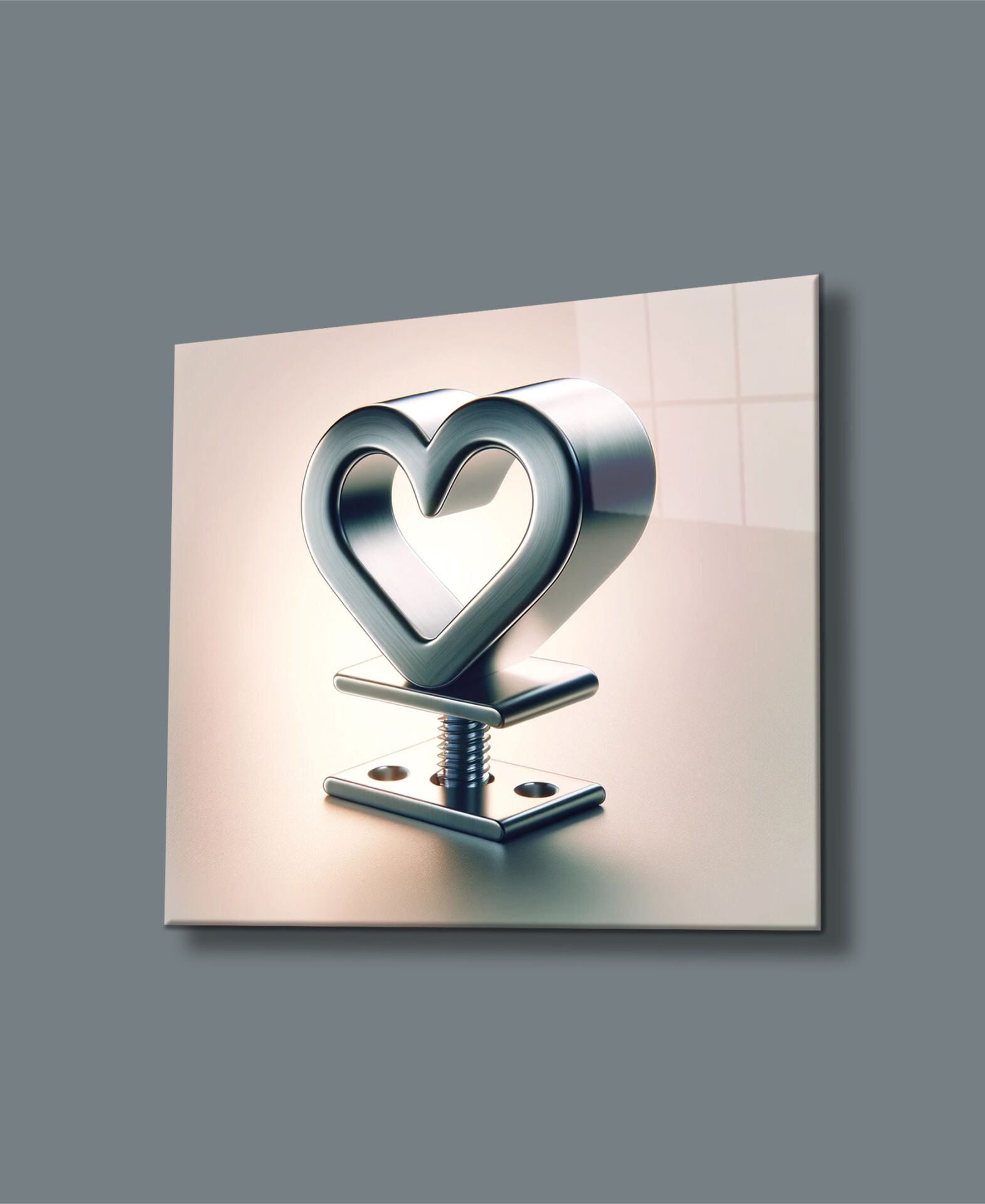 Kalıcı Sevgi  Endüstriyel Kalp Cam Tablo Hediyelik Büyük Tablo Ev Ofis Dekoru