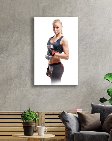 Spor Fitnes Cam Tablo  4mm Dayanıklı Temperli Cam Sports Fitness Glass Wall Art