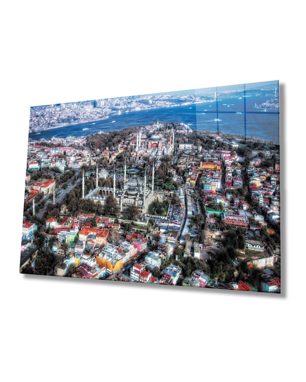 Kuş Bakışı  İstanbul Manzarası Cam Tablo 4mm Dayanıklı Temperli Cam
