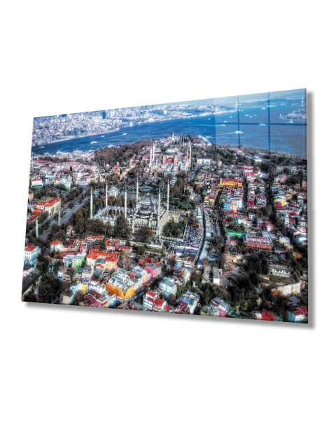 Kuş Bakışı  İstanbul Manzarası Cam Tablo 4mm Dayanıklı Temperli Cam