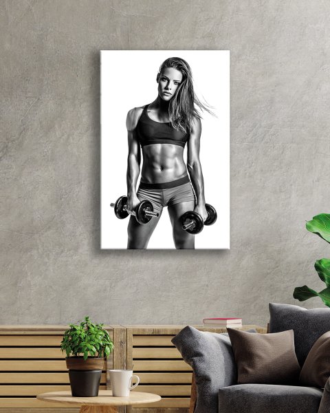 Spor Fitnes Cam Tablo  4mm Dayanıklı Temperli Cam Sports Fitness Glass Wall Art