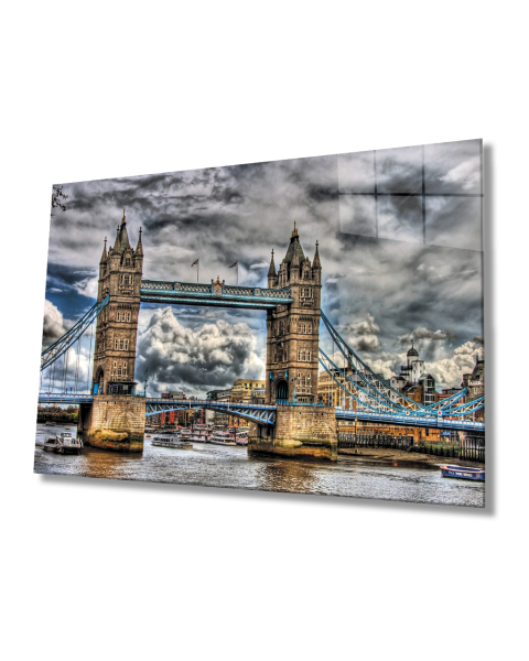 Şehir Köprü Manzara Cam Tablo  4mm Dayanıklı Temperli Cam City Bridge Landscape Glass Painting 4mm Durable Tempered Glass