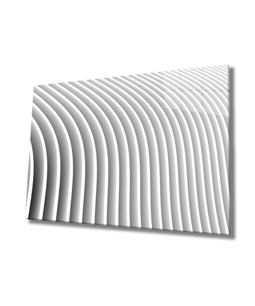 Beyaz Geometrik Mimari Cam Tablo  4mm Dayanıklı Temperli Cam, White Geometric Architecture Glass Wall Decor