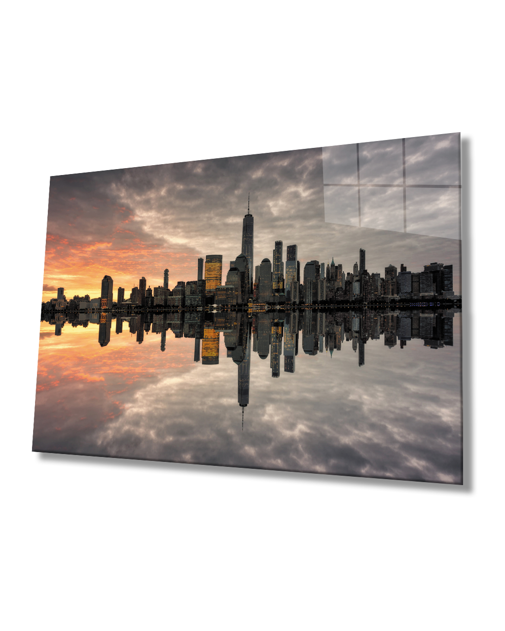 Gün Batımı  Şehir Manzara Cam Tablo  4mm Dayanıklı Temperli Cam Sunset City Landscape Glass Painting 4mm Durable Tempered Glass