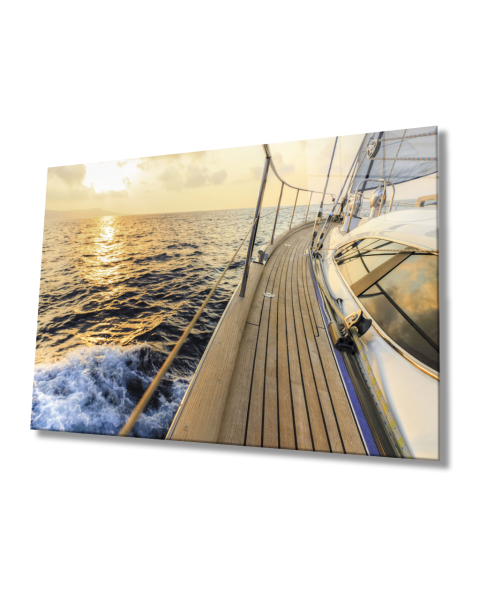 Gün Batımı Tekne Cam Tablo  4mm Dayanıklı Temperli Cam Sunset Boat Glass Table 4mm Durable Tempered Glass