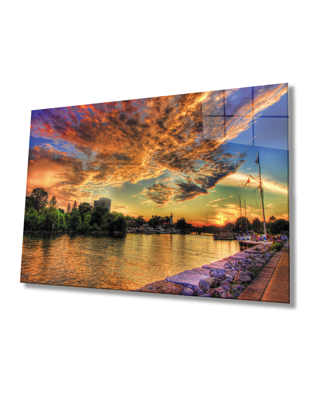 Gün Batımı Manzara Cam Tablo  4mm Dayanıklı Temperli Cam Sunset Landscape Glass Table 4mm Durable Tempered Glass