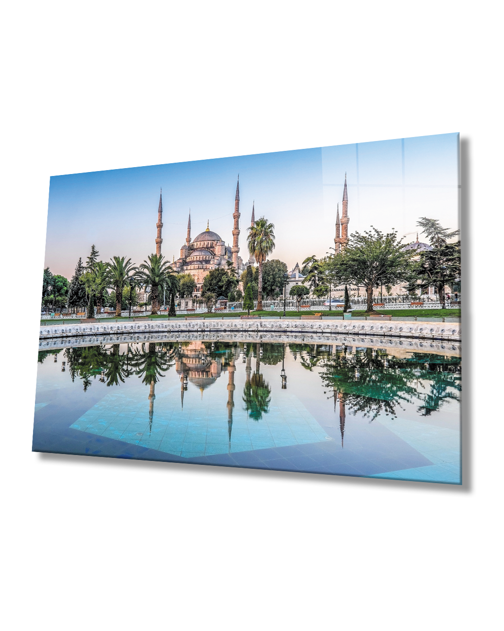 İstanbul Sultan Ahmet Camii Yansıma  Cam Tablo 4mm Dayanıklı Temperli Cam