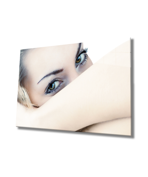Kadınlar Gözler Cam Tablo  4mm Dayanıklı Temperli Cam, Women Eye Glass Wall Art