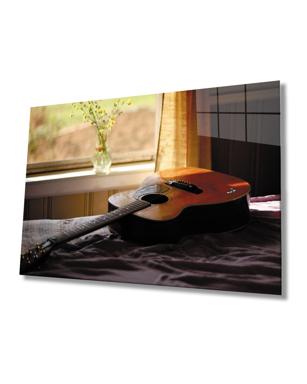Gitar  Cam Tablo  4mm Dayanıklı Temperli Cam Guitar Glass Table 4mm Durable Tempered Glass