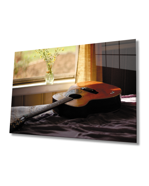 Gitar  Cam Tablo  4mm Dayanıklı Temperli Cam Guitar Glass Table 4mm Durable Tempered Glass