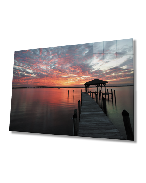 Gün Batımı İskele Cam Tablo  4mm Dayanıklı Temperli Cam Sunset Pier Glass Table 4mm Durable Tempered Glass