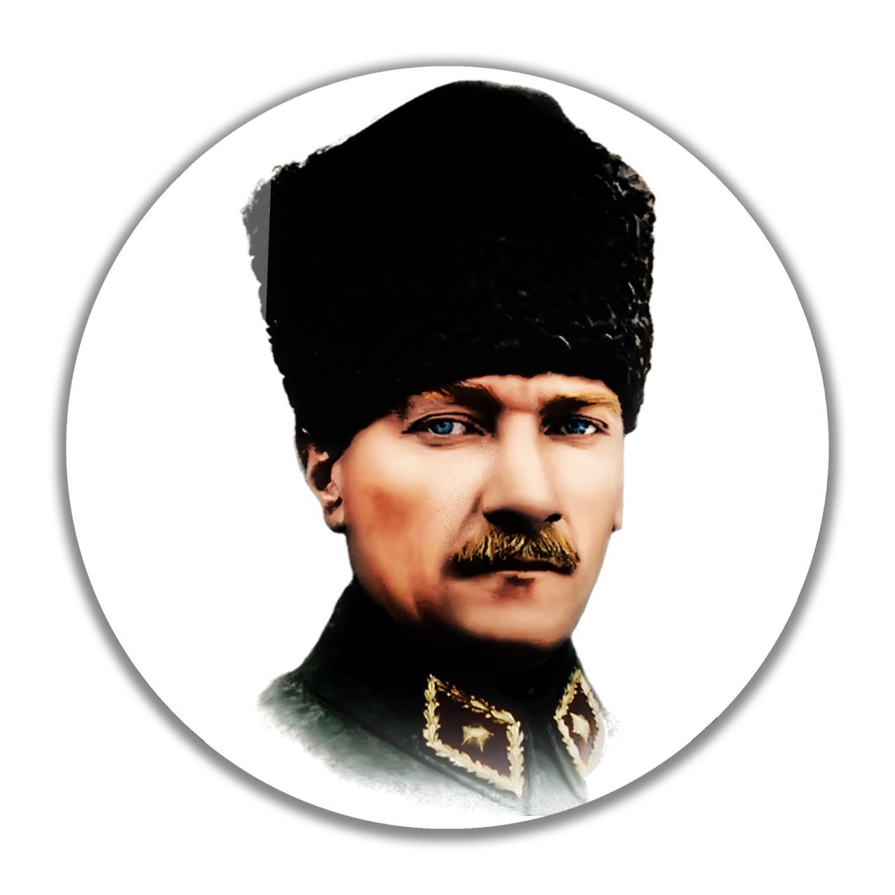 Atatürk  Cam Tablo Yuvarlak  4mm Dayanıklı Temperli Cam