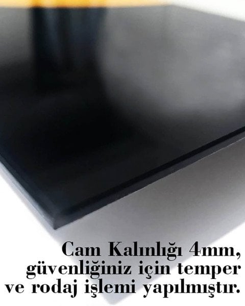Siyah Beyaz Kapı Görselli Dikey  Cam Tablo  4mm Dayanıklı Temperli Cam Door Image Vertical Glass Table 4mm Durable Tempered Glass