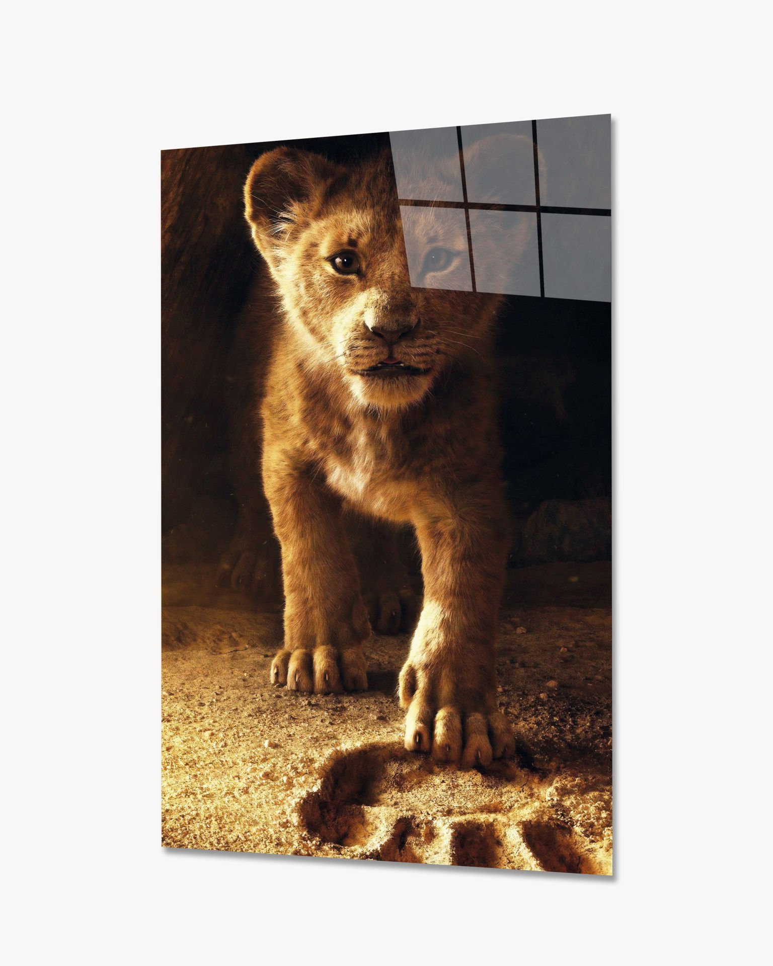 Yavru Aslan 4mm Dayanıklı Cam Tablo Temperli Cam,  Baby Lion Glass Wall Decor