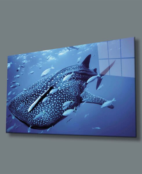 Sualtı Hayvanlar Cam Tablo  4mm Dayanıklı Temperli Cam, Marine Life Glass Wall Art