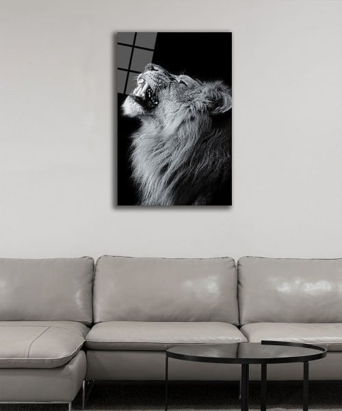 Aslan 4mm Dayanıklı Cam Tablo Temperli Cam, Lion Glass Wall Decor