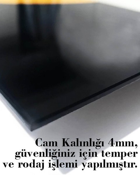 Siyah Geometrik Mimari Cam Tablo  4mm Dayanıklı Temperli Cam, Black Geometric Architecture Glass Wall Decor