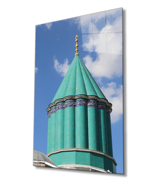 Kubbe Dini İslami Duvar Dekoru Kaligrafi Cam Tablo 4mm Dayanıklı Temperli Cam
