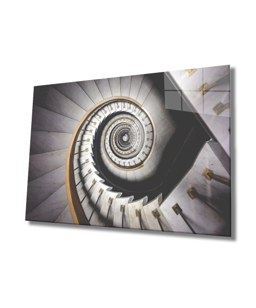 Geometrik Merdiven Mimari Cam Tablo  4mm Dayanıklı Temperli Cam, Geometric Architecture Stairs Glass Wall Decor