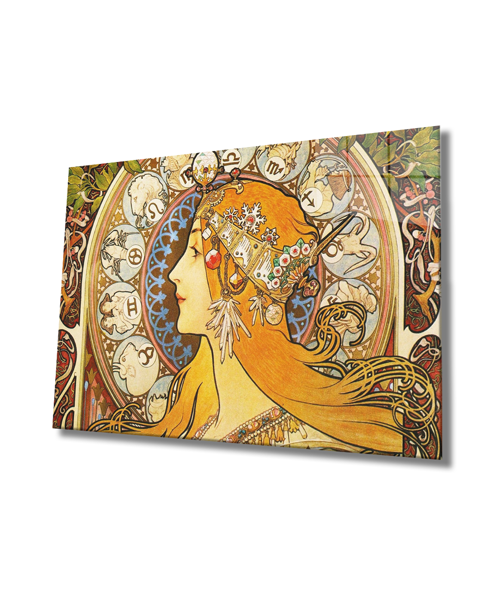 Kadınlar Astrolog Zoydak Cam Tablo  4mm Dayanıklı Temperli Cam, Women Astrologer Zoydak Glass Wall Art