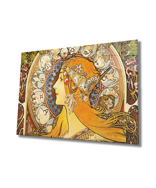 Kadınlar Astrolog Zoydak Cam Tablo  4mm Dayanıklı Temperli Cam, Women Astrologer Zoydak Glass Wall Art