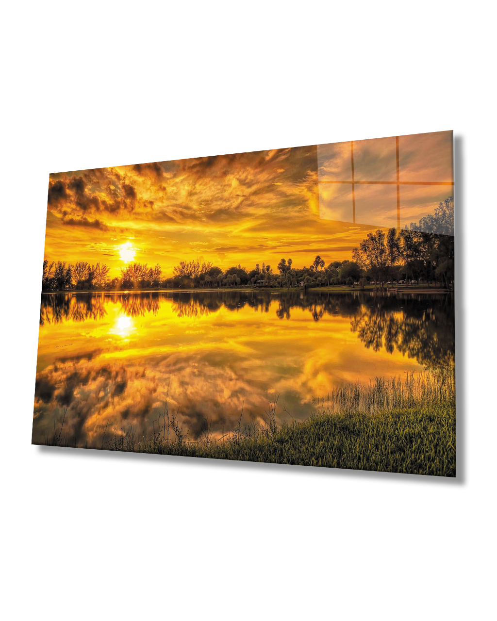 Gün Batımı Sunset Reflection Glass Table 4mm Durable Tempered Glass Cam Tablo  4mm Dayanıklı Temperli Cam