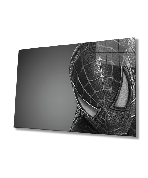 Siyah Beyaz Süpermen Cam Tablo  4mm Dayanıklı Temperli Cam Black and White Superman Glass Wall Art