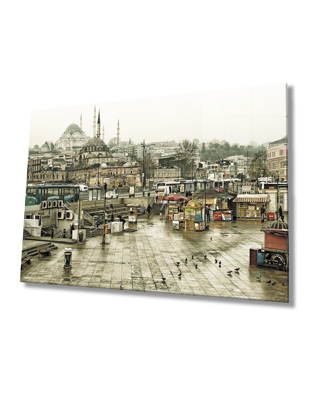 İstanbuldan Kareler 4mm Dayanıklı  Cam Tablo Temperli Cam