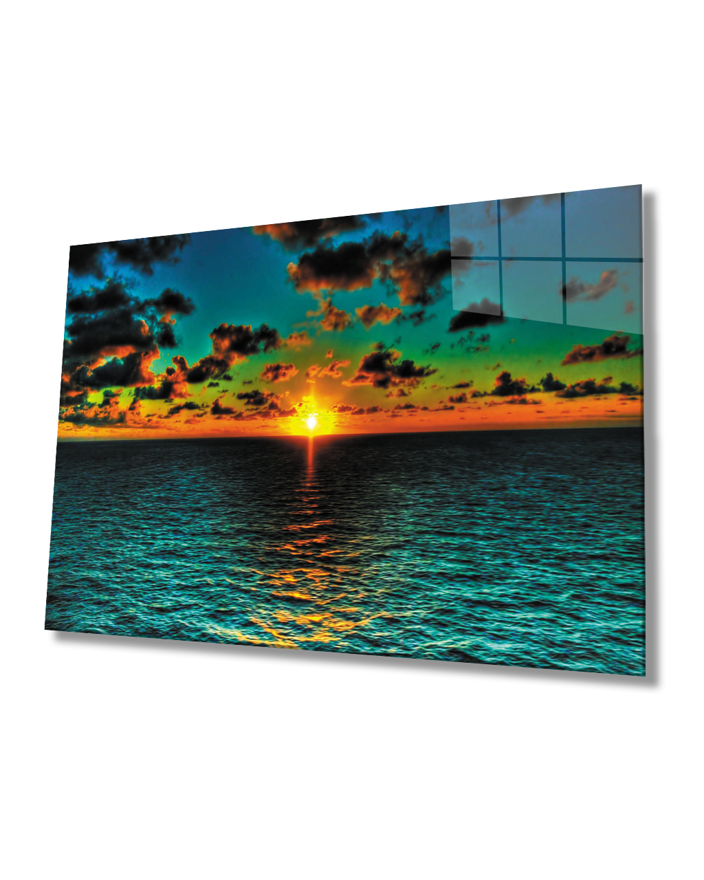 Gün Batımı Deniz Cam Tablo   4mm Dayanıklı Temperli Cam Sunset Sea Glass Table 4mm Durable Tempered Glass