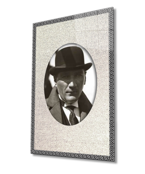 Çerçeveli Atatürk Cam Tablo 4mm Dayanıklı Temperli Cam, Framed Atatürk Glass Wall Art