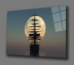 Ay Işığında Yelkenli  Tablo 4mm Dayanıklı Temperli Cam