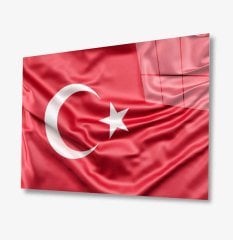 Türk Bayrağı Cam Tablo  4mm Dayanıklı Temperli Cam, Turkish Flag Glass Wall Art