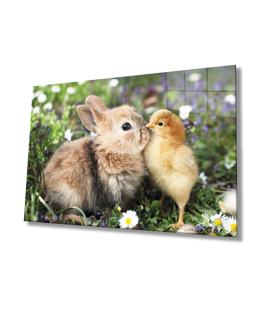 Tavşan ve Civciv Cam Tablo  4mm Dayanıklı Temperli Cam