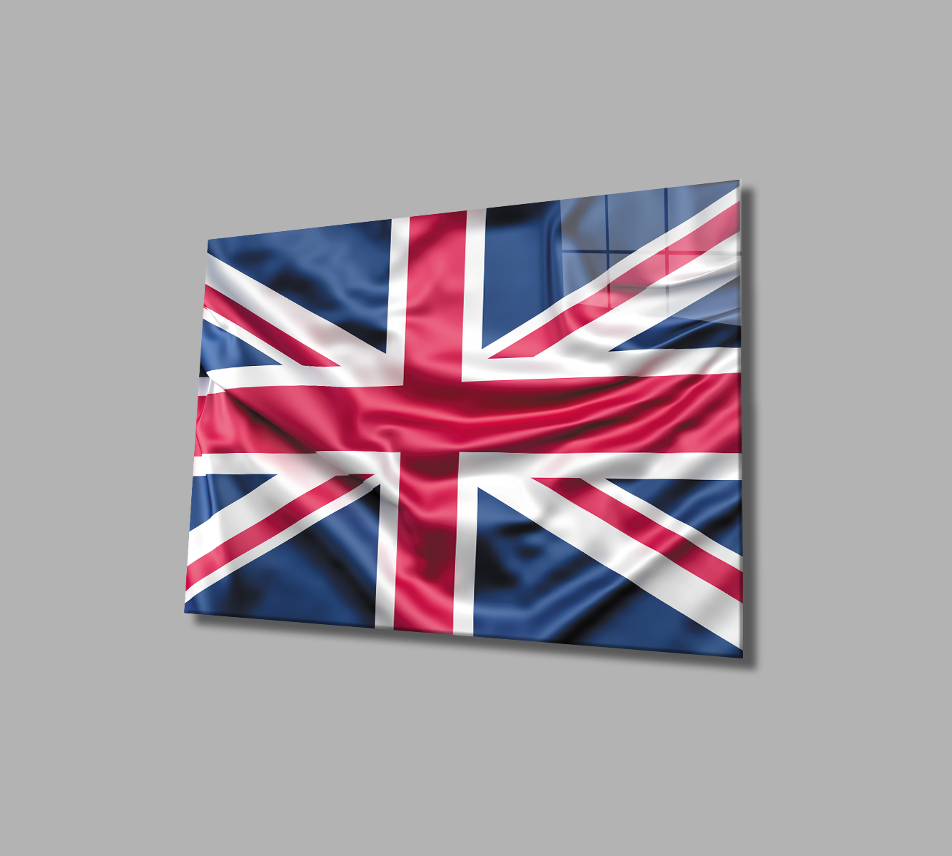 Birleşik Krallık Bayrağı Cam Tablo  4mm Dayanıklı Temperli Cam,United Kingdom Flag Glass Wall Art
