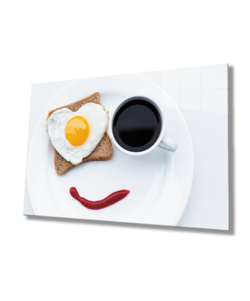 Kahvaltı Tabağı Mutfak Cam Tablo  4mm Dayanıklı Temperli Cam Breakfast Plate Kitchen Glass Wall Art