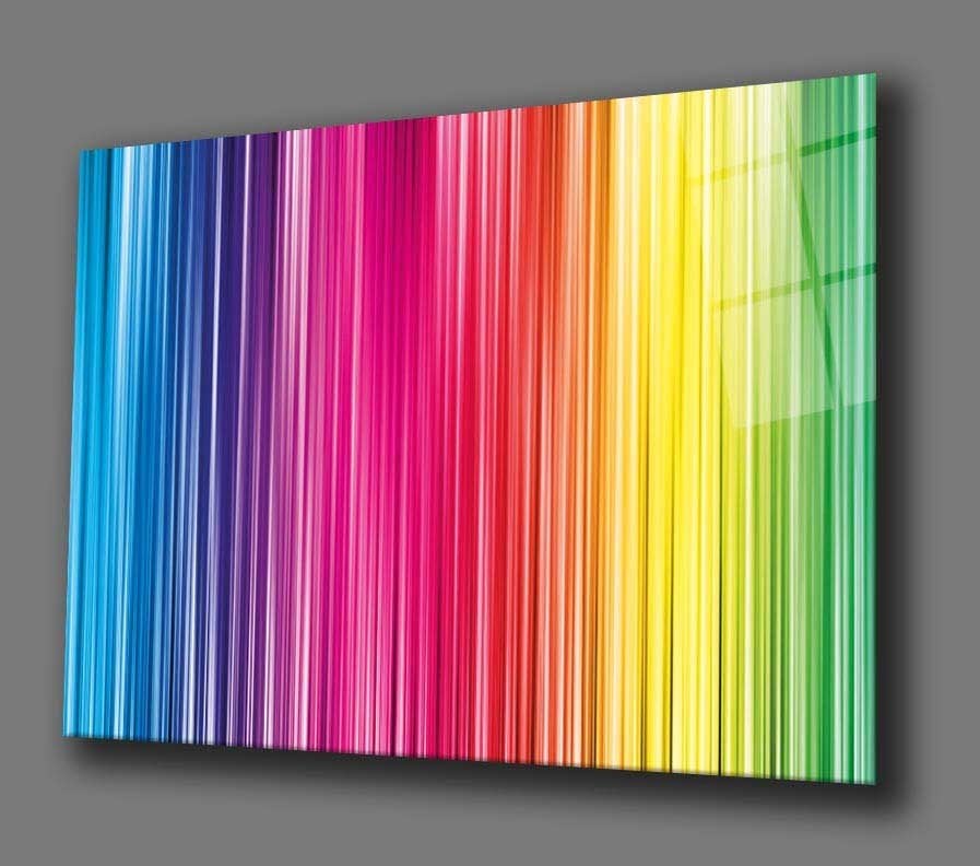 Renkli Çizgiler Tablo Tablo 4mm Dayanıklı Temperli Cam