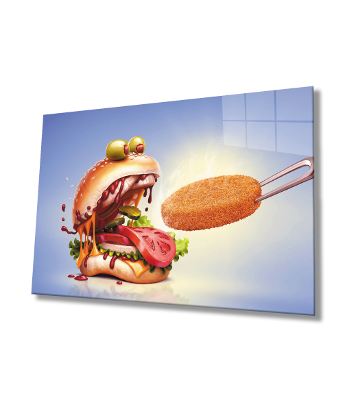 Hamburger Mutfak Cam Tablo  4mm Dayanıklı Temperli Cam