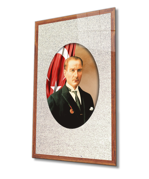 Çerçeveli Atatürk Cam Tablo 4mm Dayanıklı Temperli Cam, Framed Atatürk Glass Wall Art