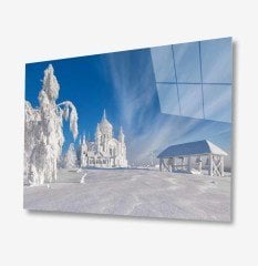 Karlı Doğa Cam Tablo  4mm Dayanıklı Temperli Cam