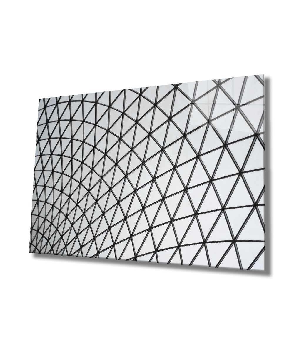 Geometrik Mimari Cam Tablo  4mm Dayanıklı Temperli Cam, Geometric Architecture Glass Wall Decor
