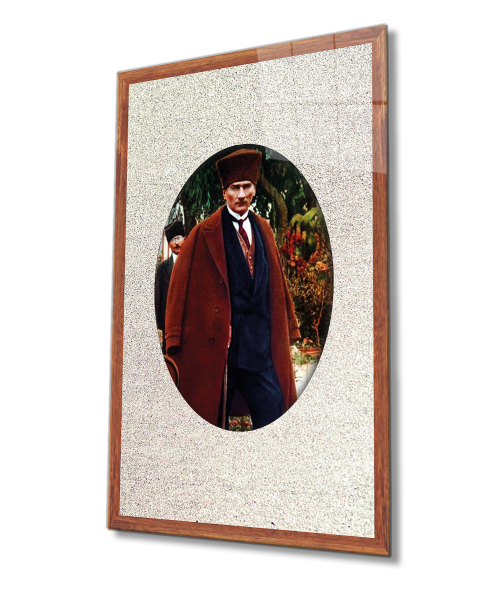 Çerçeveli Atatürk Cam Tablo 4mm Dayanıklı Temperli Cam, Framed Atatürk Glass Wall Art