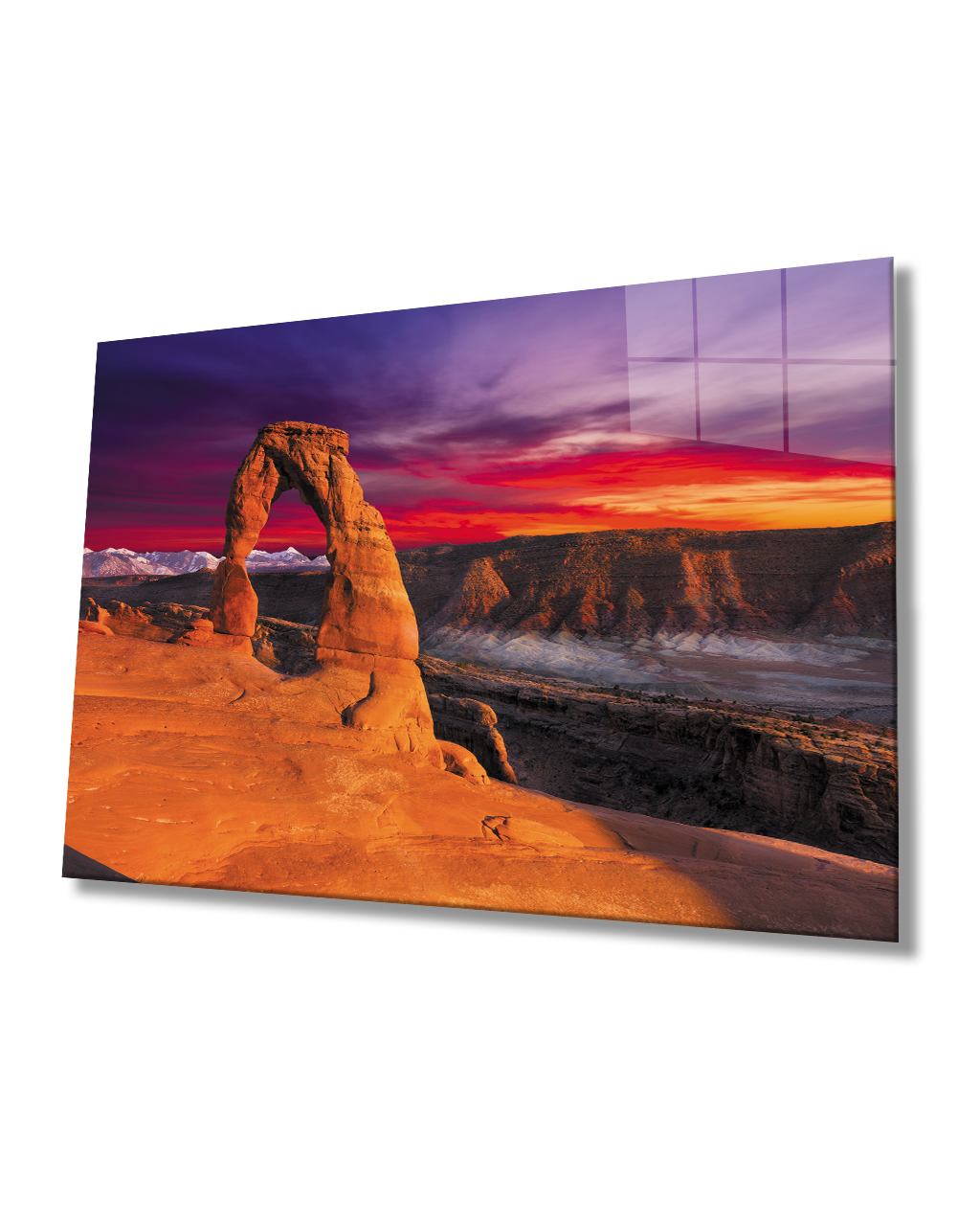 Gün Batımı Dağ Manzara Cam Tablo  4mm Dayanıklı Temperli Cam Sunset Mountain Landscape Glass Table 4mm Durable Tempered Glass