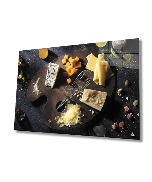 Peynir Tabağı Mutfak Cam Tablo  4mm Dayanıklı Temperli Cam  Cheese Plate Kitchen Glass Wall Art